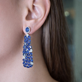 20.80ct Diamond Sapphire 14K Gold Statement Earrings