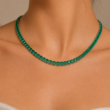 20.30ct Emerald 18K Gold Oval Tennis Necklace