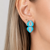 9.58ct Diamond Turquoise 18K Gold Drop Earrings