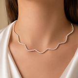 2.94ct Diamond 14K Gold Wave Necklace