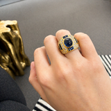 8.65ct Diamond Sapphire 18K Gold Statement Ring