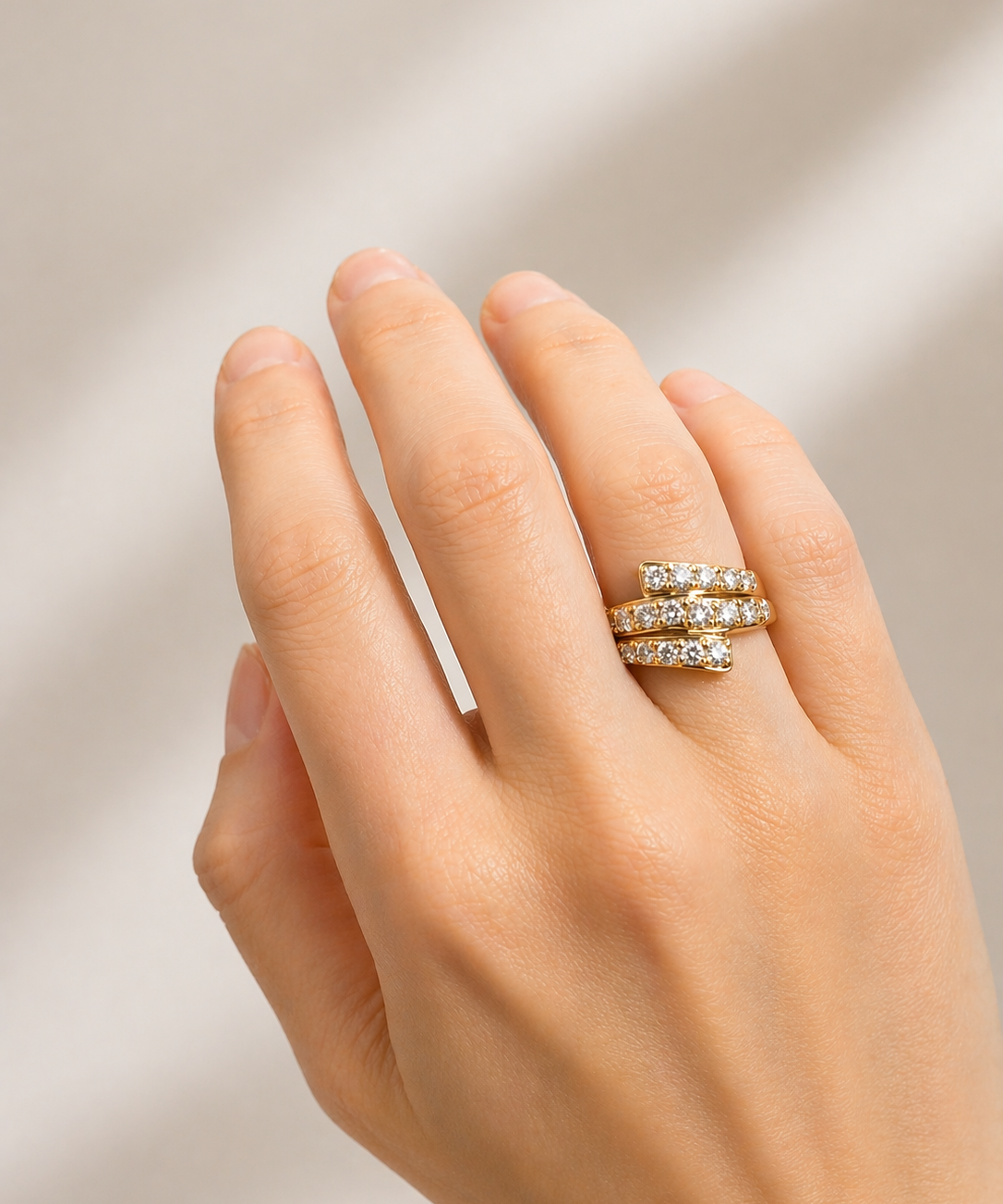 1.40ct Diamond 18K Gold Platinum Multi Row Ring
