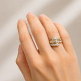 1.40ct Diamond 18K Gold Platinum Multi Row Ring