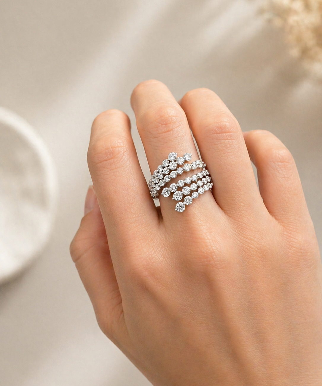 2.75ct Diamond 14K Gold Bypass Ring
