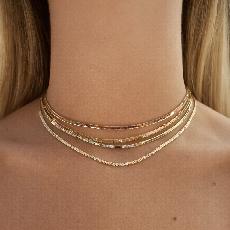 14K Gold Link Chain Choker Necklace