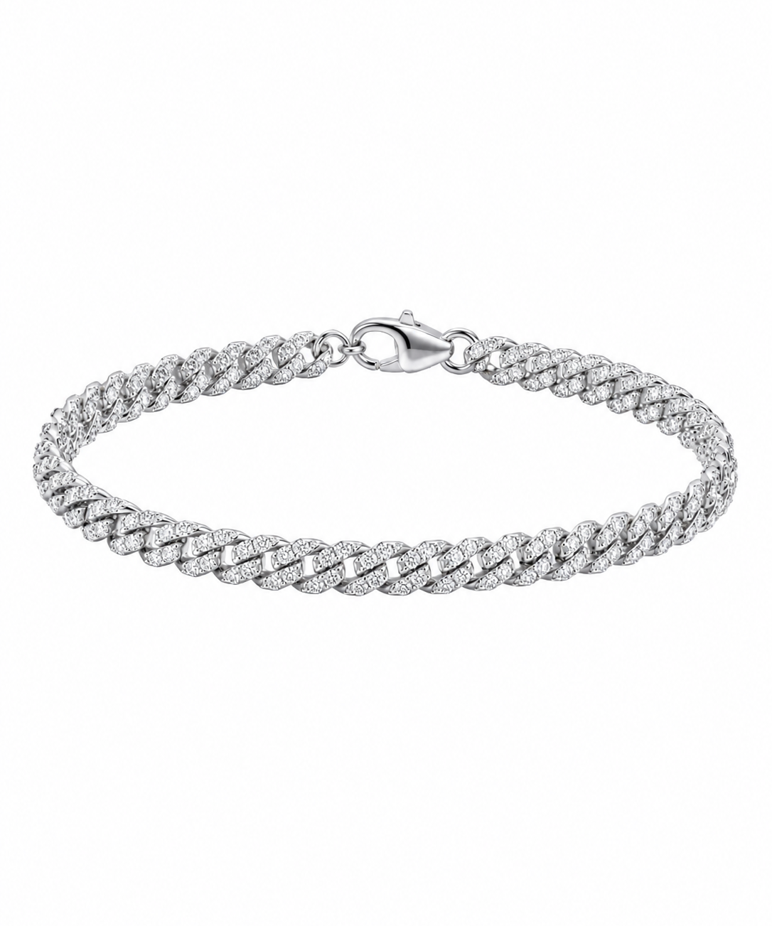 1.45ct Diamond 18K Gold Pave Cuban Chain Bracelet