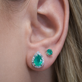 2.54ct Emerald Diamond 18K Gold Pear Earrings