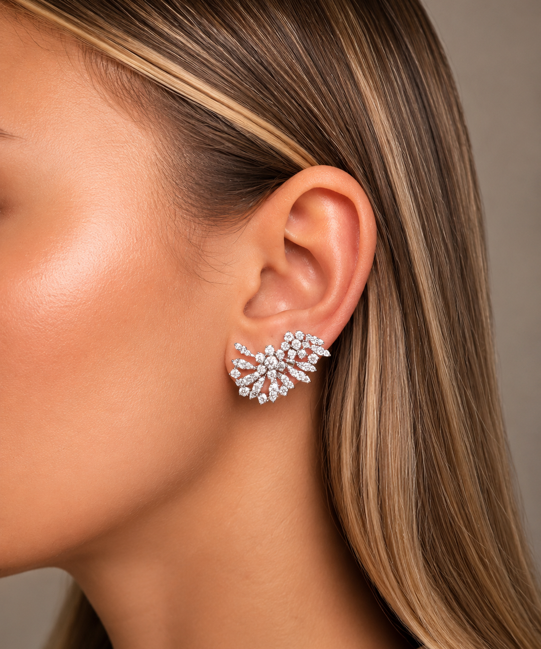 3.94ct Diamond 18K Gold Climber Earrings