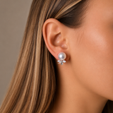 11.82ct Mikimoto Pearl Diamond 18K Gold Earrings