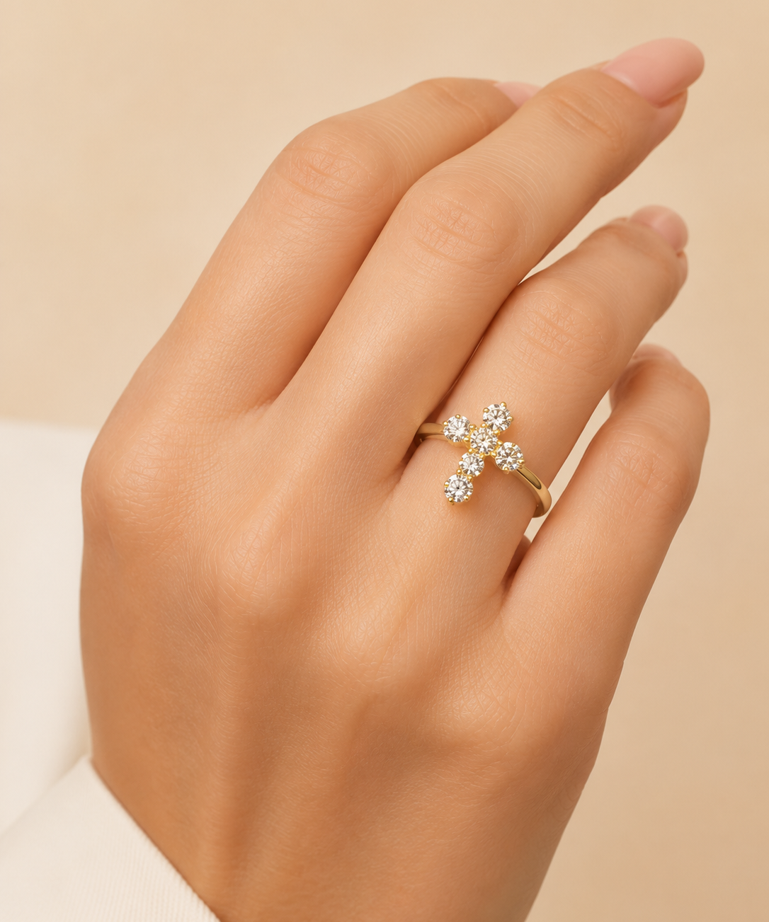 0.84ct Diamond 14K Gold Cross Ring