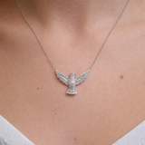 1.00ct Diamond 18K Gold Holy Spirit Pendant Chain Necklace
