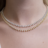 10.51ct Diamond 14K Gold Pear Cut Link Tennis Necklace