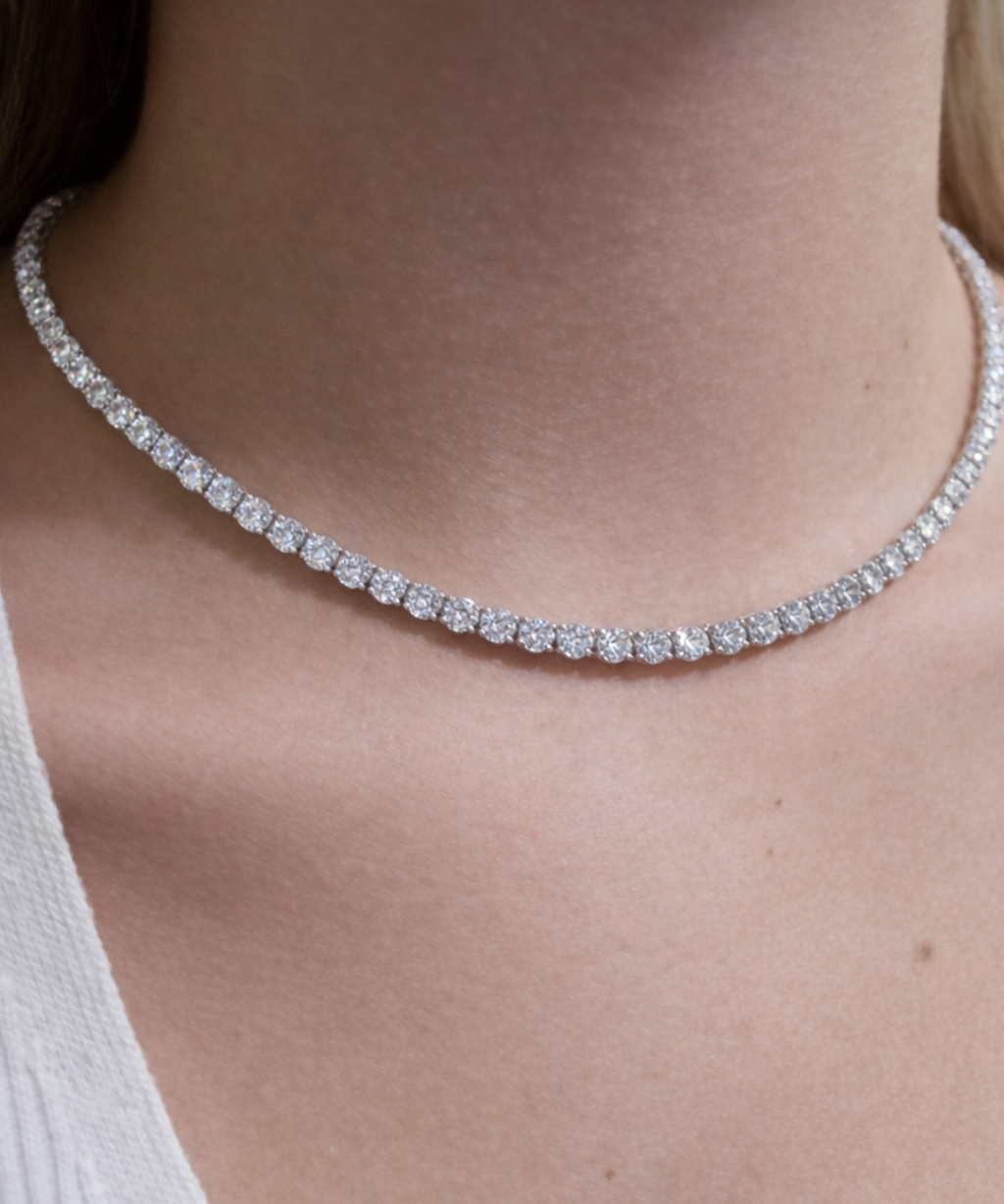 28.91ct Diamond 18K Gold Classic Tennis Necklace