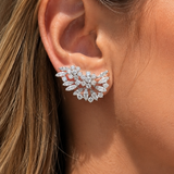 3.94ct Diamond 18K Gold Climber Earrings