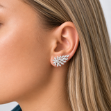 1.39ct Diamond 18K Gold Leaf Cluster Earrings