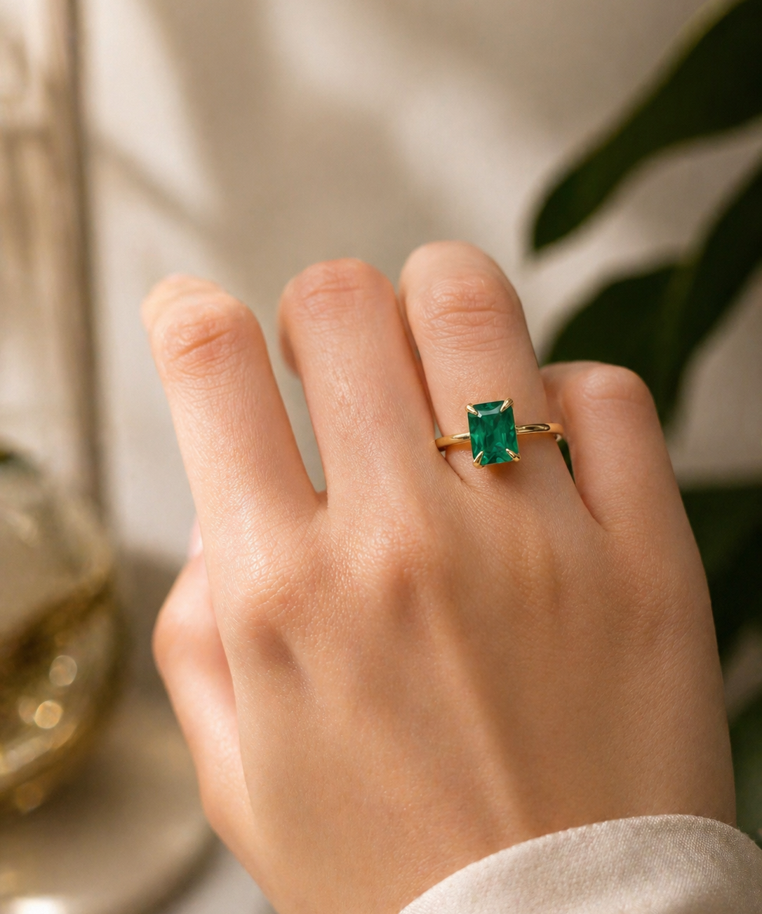 2.40ct Emerald 18K Gold Solitaire Ring