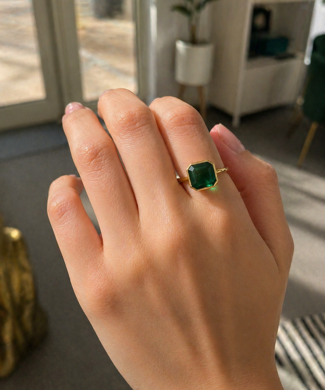 2.55ct Emerald 14K Gold Bezel Ring