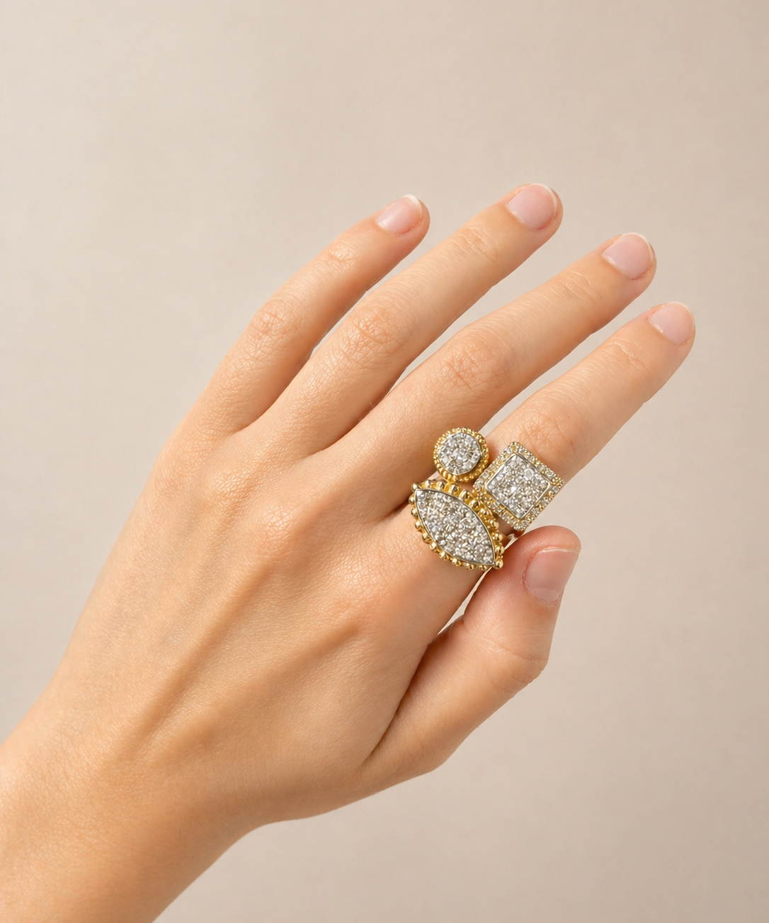2.63ct Dimond 14K Gold Multi Shaped Ring