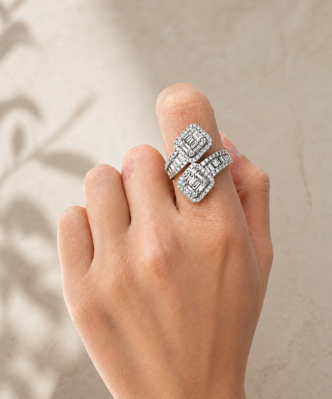1.62ct Diamond 18K Gold Bypass Ring
