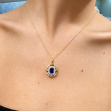 1.55ct Diamond Sapphire 14K Gold Vintage Inspired Necklace