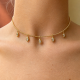 1.11ct Diamond 14K Gold Stationed Choker Collar Necklace