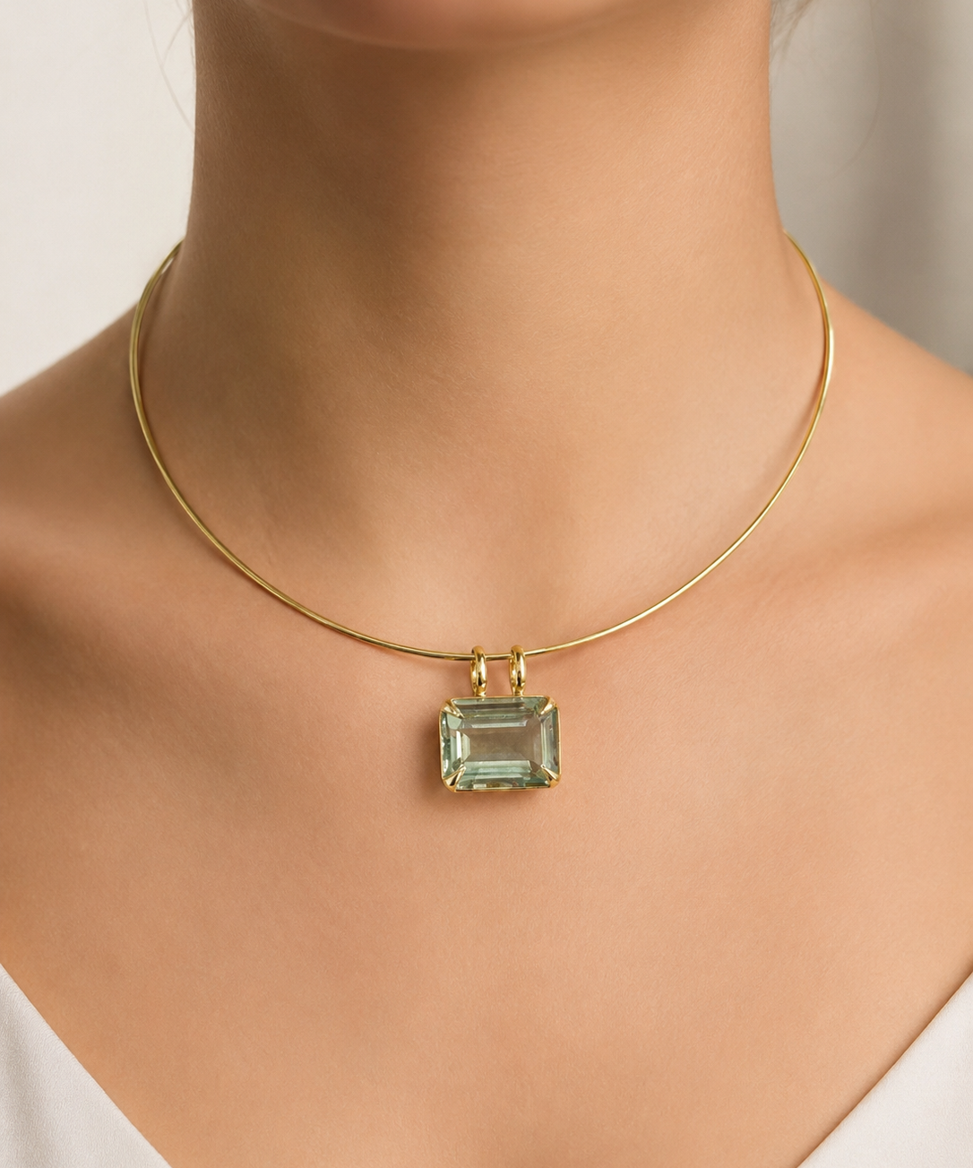 23.63ct Green Amethyst 18K Gold Medium Statement Pendant