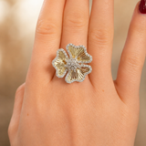 0.75ct Diamond 14K Gold Flower Ring
