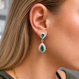 5.89ct Diamond Emerald 18K Gold Drop Earrings