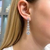 9.12ct Diamond Aquamarine 18K Gold Heart Dangle Drop Earrings
