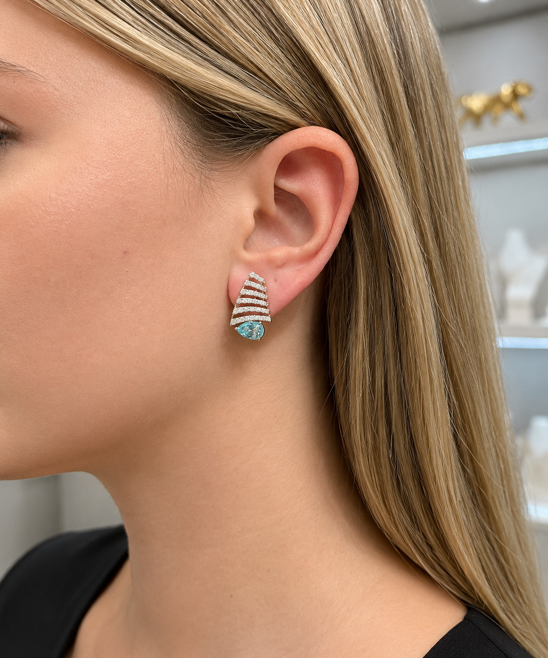 4.96ct Diamond Aquamarine 14K Gold Earrings