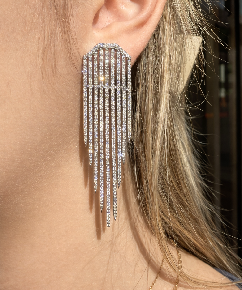 4.71ct Diamond 14K Gold Statement Cascade Earrings