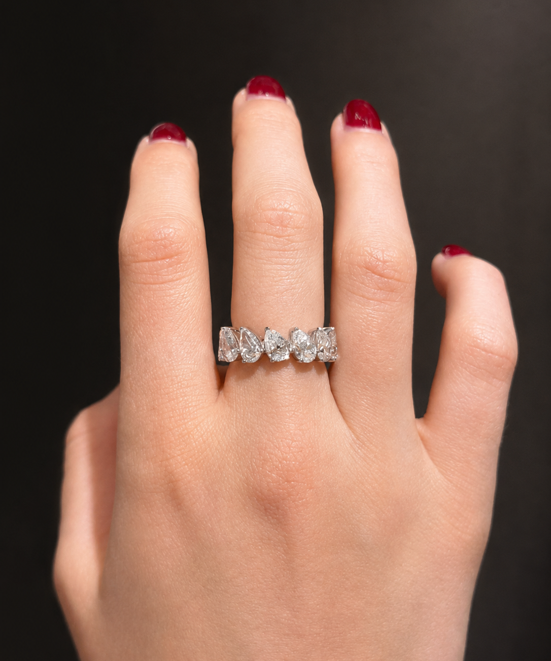 6.67ct Diamond 18K Gold Pear Eternity Ring