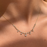 0.95ct Diamond 14K Gold Station Drop Necklace