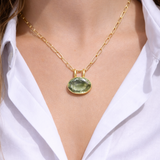 29.65ct Green Amethyst 18K Gold Oval Pendant