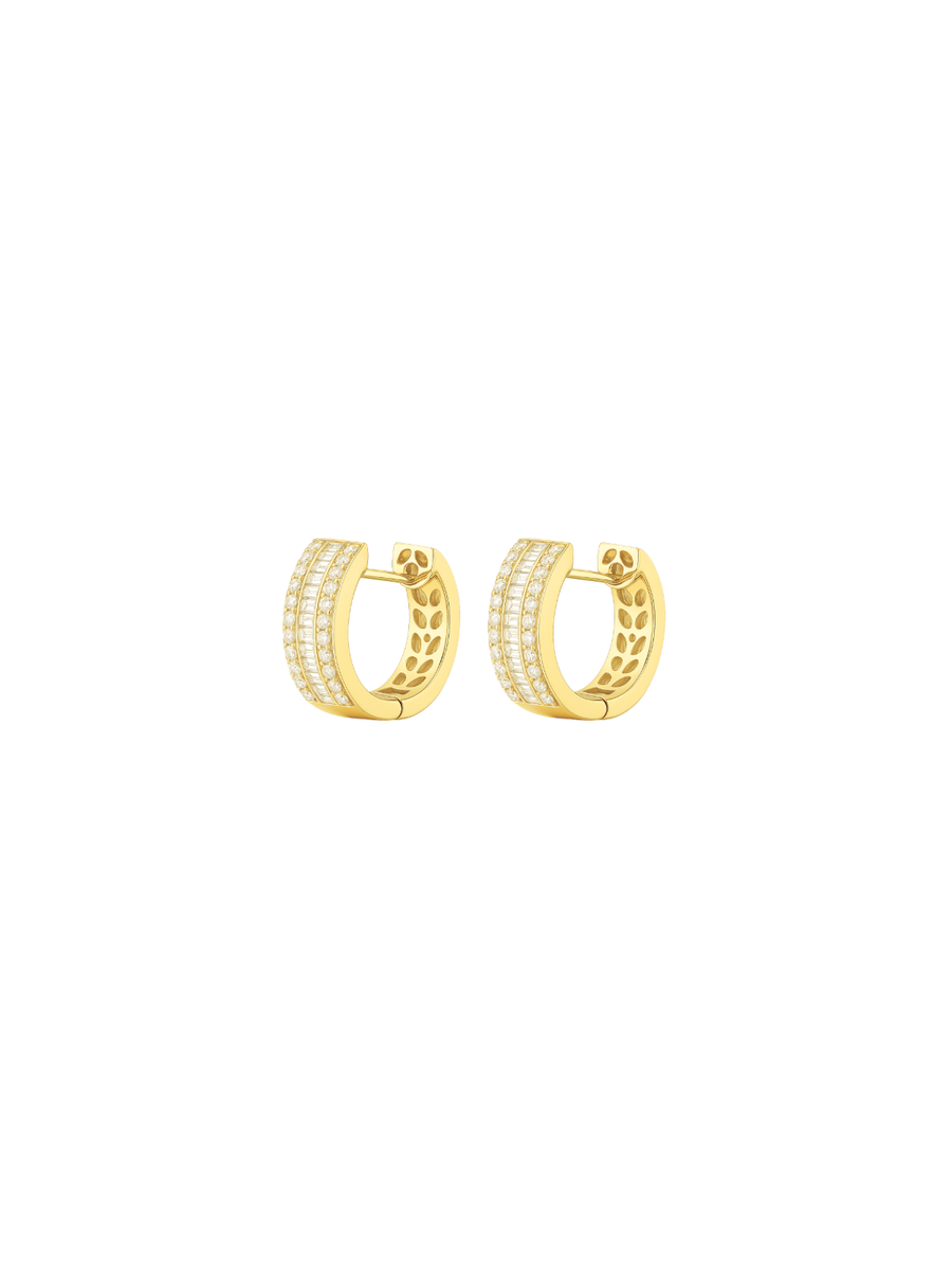 1.10ct Diamond 18K Gold Huggie Hoop Earrings