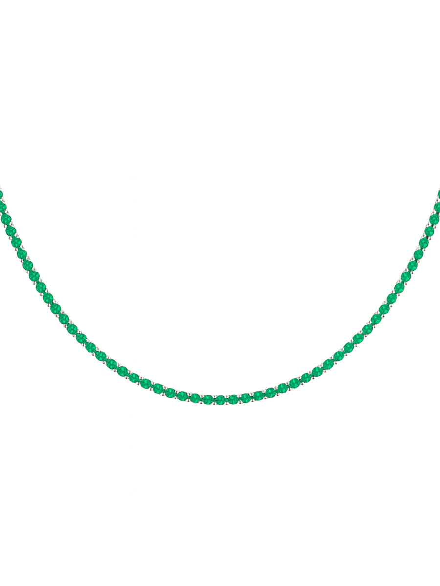 10.23ct Emerald 18K Gold Tennis Necklace