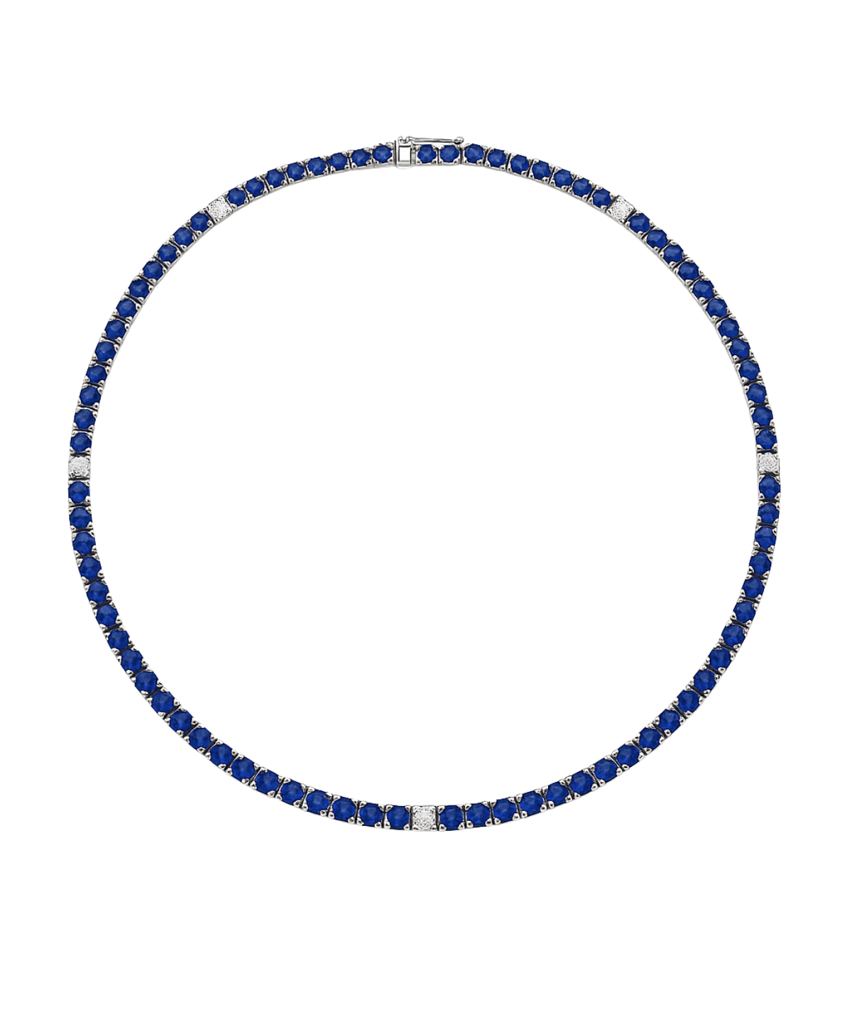 12.69ct Diamond Sapphire 14K Gold Tennis Necklace