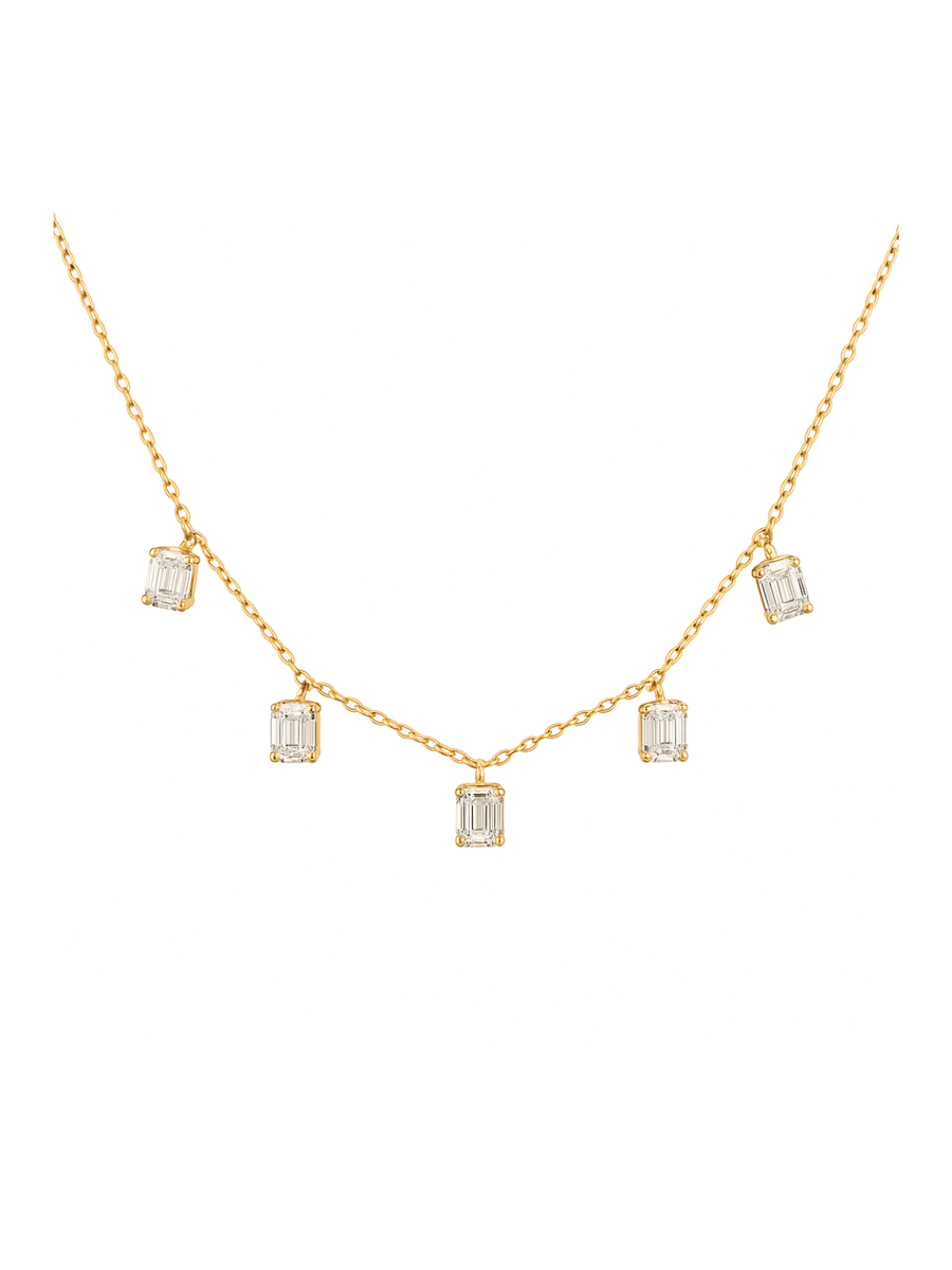 1.13ct Diamond 18K Gold Stationed Illusion Dainty Necklace
