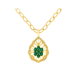2.00ct Diamond Emerald 18K Gold Pendant Chain Necklace