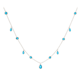 Turquoise 14K Gold Stationed Drop Dainty Necklace