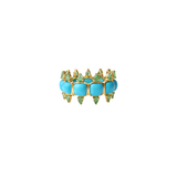6.50ct Emerald Turquoise 18K Gold Spike Ring