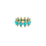 6.18ct Emerald Turquoise 18K Gold Open Shank Ring
