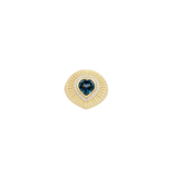 2.72ct Blue Topaz Diamond 14K Gold Fluted Heart Ring