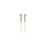 1.02ct Diamond 14K Gold Multi Shape Draped Chain Earrings