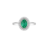 2.51ct Diamond Emerald 18K Gold Oval Halo Ring