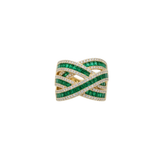 3.26ct Emerald Diamond 14K Gold Crossover Ring