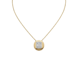 0.45ct Diamond 14K Gold Button Pendant Chain Necklace