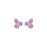 6.43ct Diamond Pink Topaz 14K Gold Triple Stone Stud Earrings