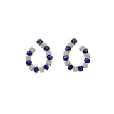 6.25ct Diamond Sapphire 14K Gold Curved Earrings