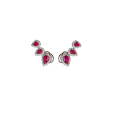 2.04ct Diamond Ruby 18K Gold Climber Earrings